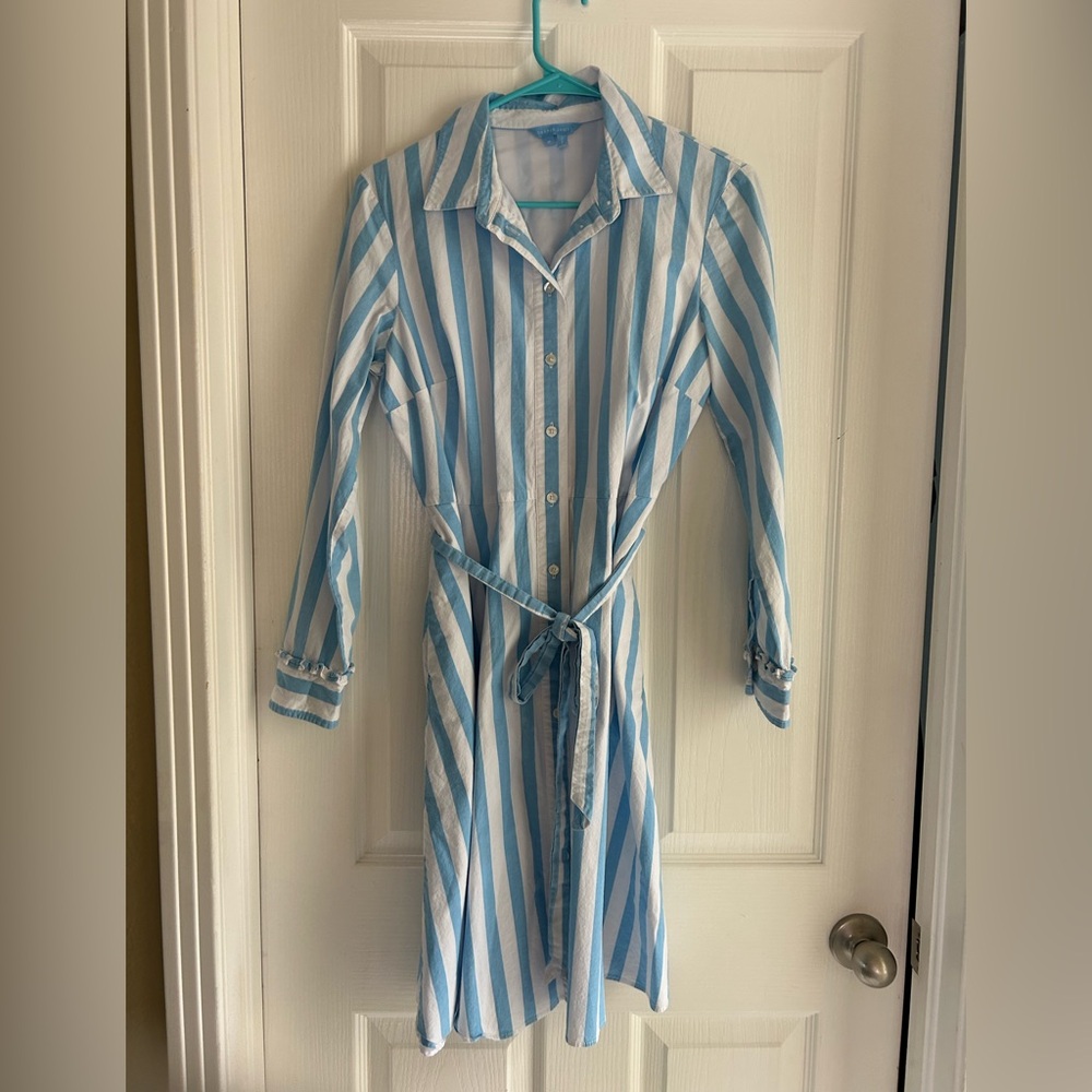 Draper James Carly Shirtdress in Awning Stripe,
Draper Blue